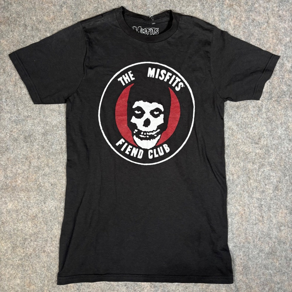 Misfits T-Shirt Mens Small Black Fiend Club Skull Graphic Punk Rock Band Tee